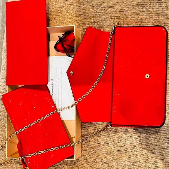 Brand New Louis Vuitton Felicia Pochette Coquelicot Red Patent Leather Bag - Picture 9 of 12